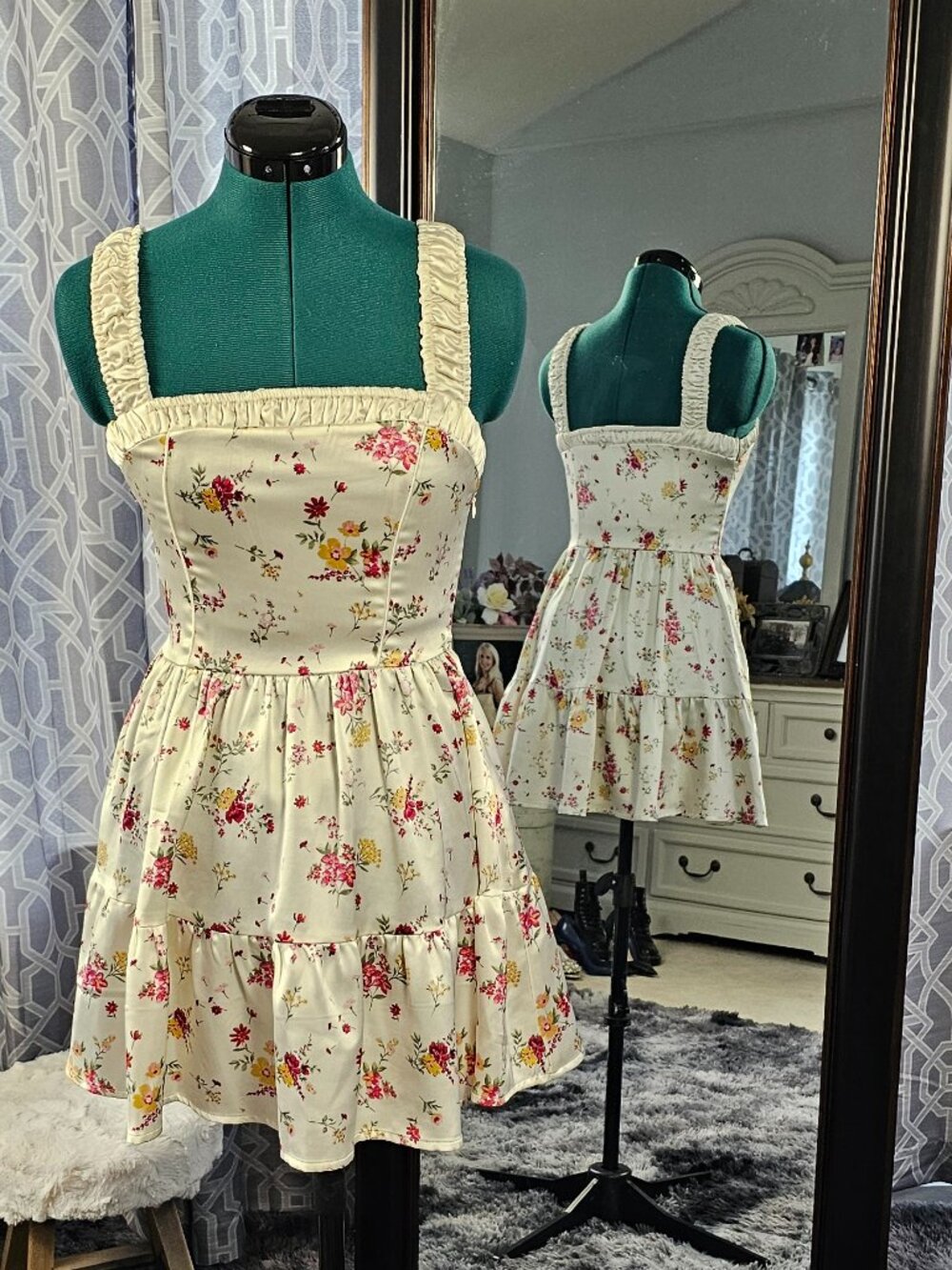 Forever 21 Floral Tiered Mini Dress – Cottagecore, Ruffled Straps, Size XS